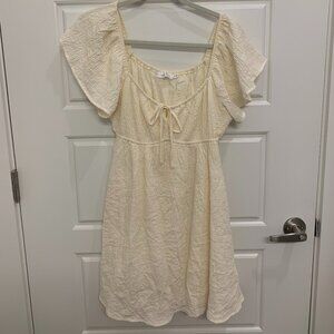 All in Favor Cream Flutter Sleeve Dress
